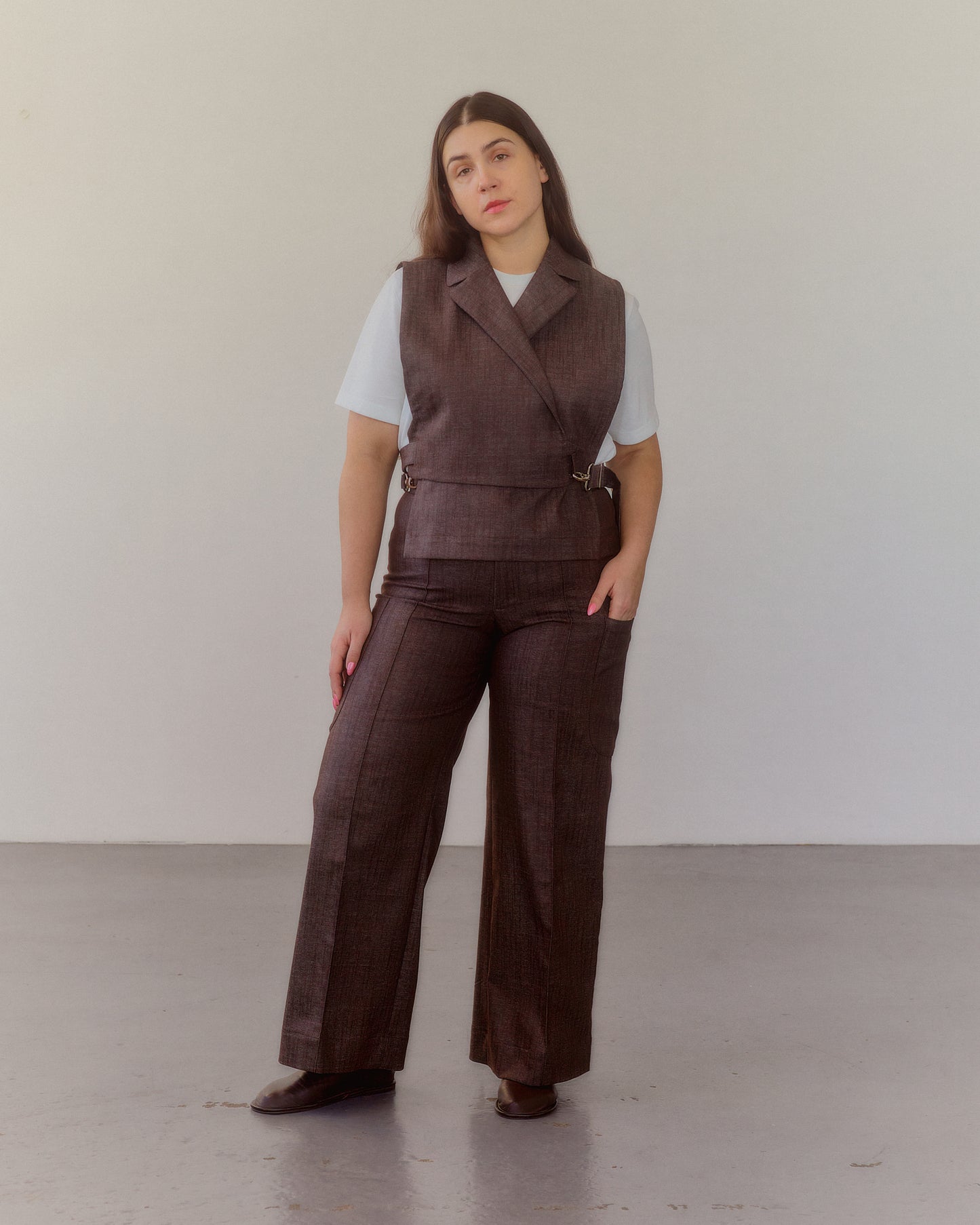 Justerbare bukser - Brun denim